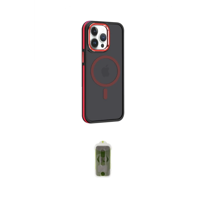 ieg™ iPhone 14 Pro Max Kılıf Yörünge Klasik - Siyah Joko Magic 5D Hayalet Cam