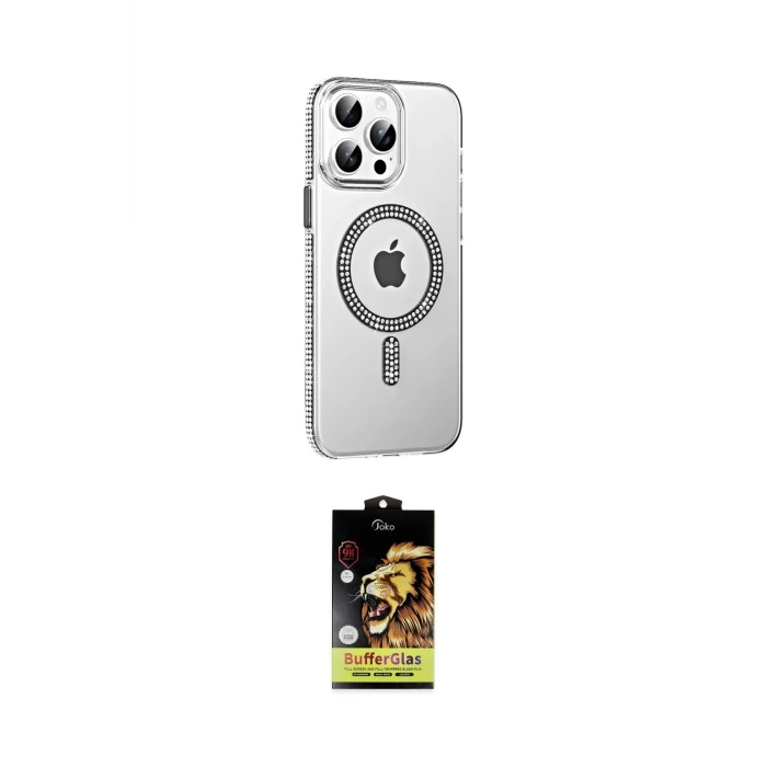 ieg™ iPhone 14 Pro Max Kılıf Yörünge Koleksiyonu - Siyah Buffer Cam Ekran Koruyucu