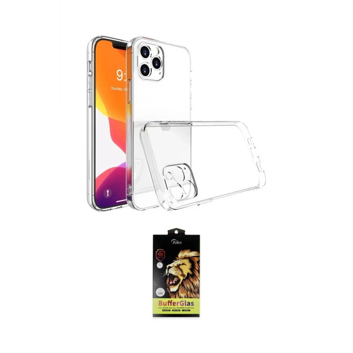 ieg™ iPhone 14 Pro Max Kılıf Zirve Doku - Siyah Buffer Cam Ekran Koruyucu