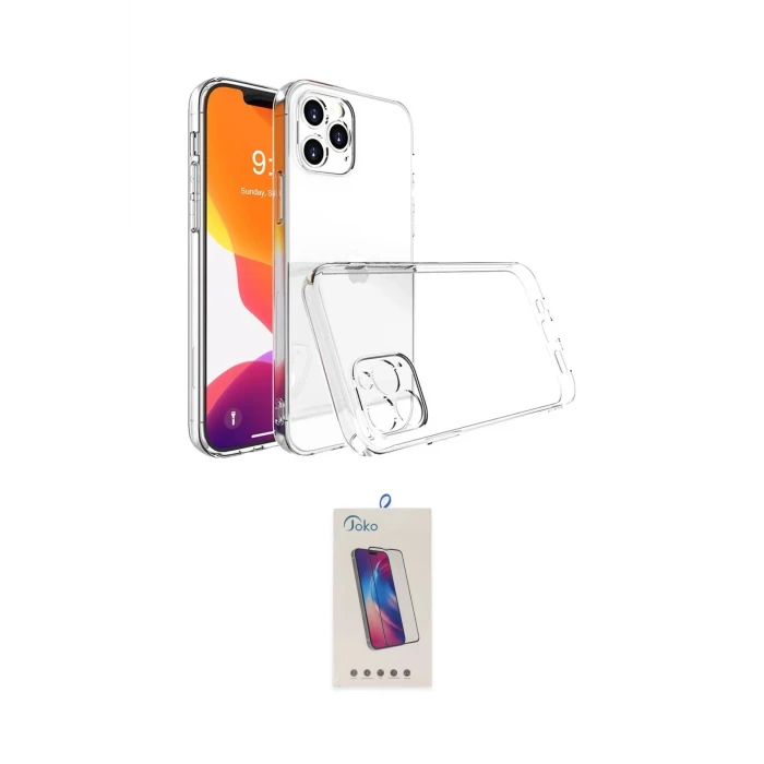 ieg™ iPhone 14 Pro Max Kılıf Zirve Doku - Siyah Joko 5D Cam