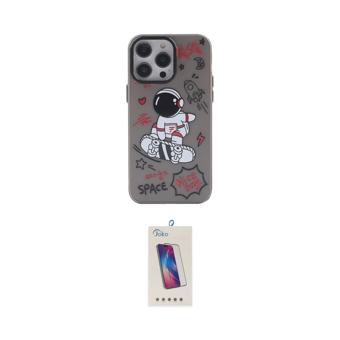 ieg™ iPhone 14 Pro Max Kılıf Zirve Form Özel Seri - Siyah Joko 5D Cam