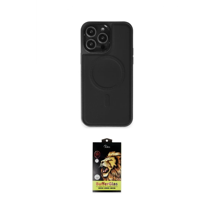 ieg™ iPhone 14 Pro Max Kılıf Zirve Işık Serisi - Siyah Buffer Cam Ekran Koruyucu