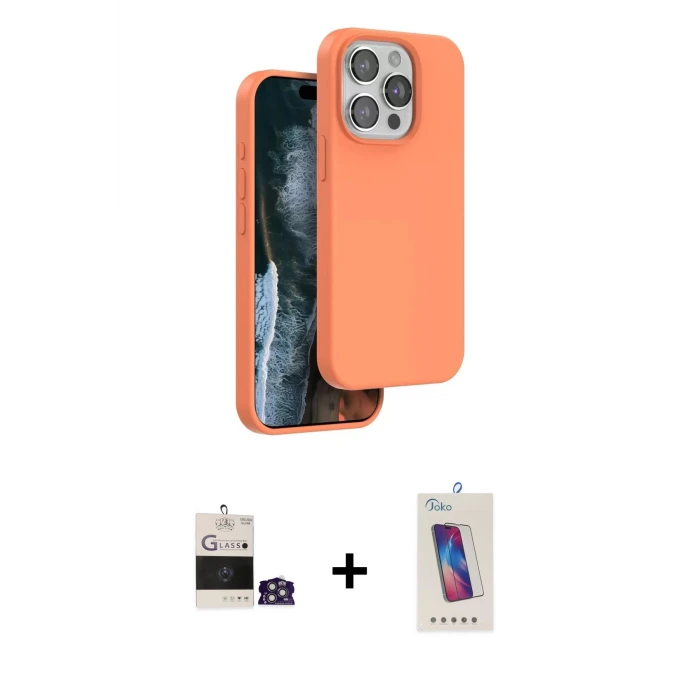 ieg™ iPhone 14 Pro Max Kıvılcım Çizgi Serisi - Siyah Joko 5D Cam + Gümüş Bilvis Titan Kamera Lens