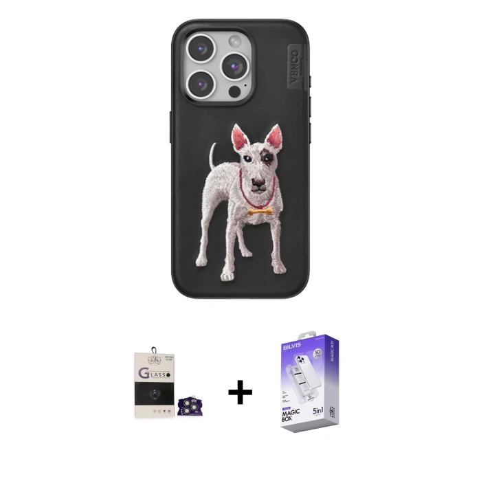 ieg™ iPhone 14 Pro Max Nova Form Koleksiyonu - Siyah Bilvis 5in1 3D Magic Cam Ekran Koruyucu + Gümüş Bilvis Titan Kamera Lens