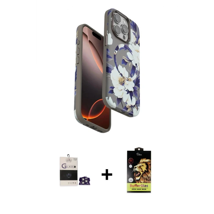 ieg™ iPhone 14 Pro Max Siluet Doku - Siyah Buffer Cam Ekran Koruyucu + Gümüş Bilvis Titan Kamera Lens