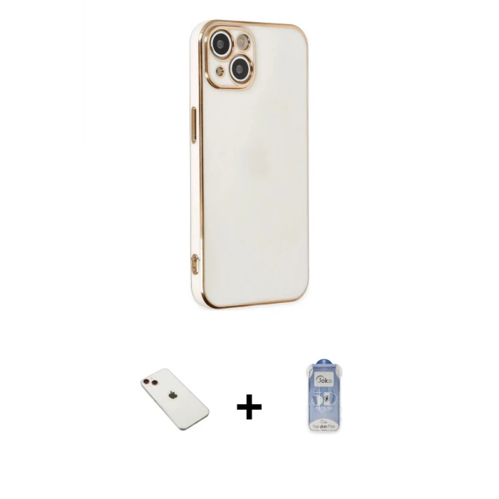 ieg™ iPhone 14 Yankı Serisi - Siyah Joko Magic 5D Cam + Kırmızı Diamond Kamera Lens