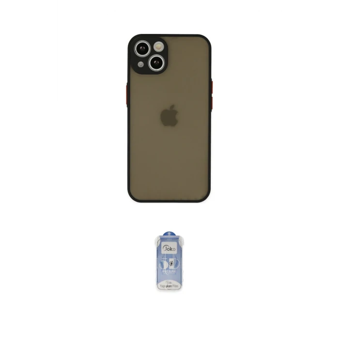 ieg™ iPhone 15 Kılıf Ahenk Çizgi Serisi - Siyah Joko Magic 5D Cam