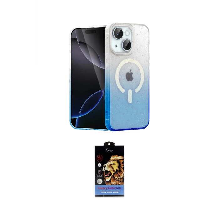 ieg™ iPhone 15 Kılıf Eksen Minimal Özel Seri - Siyah Buffer Hayalet Cam Ekran Koruyucu