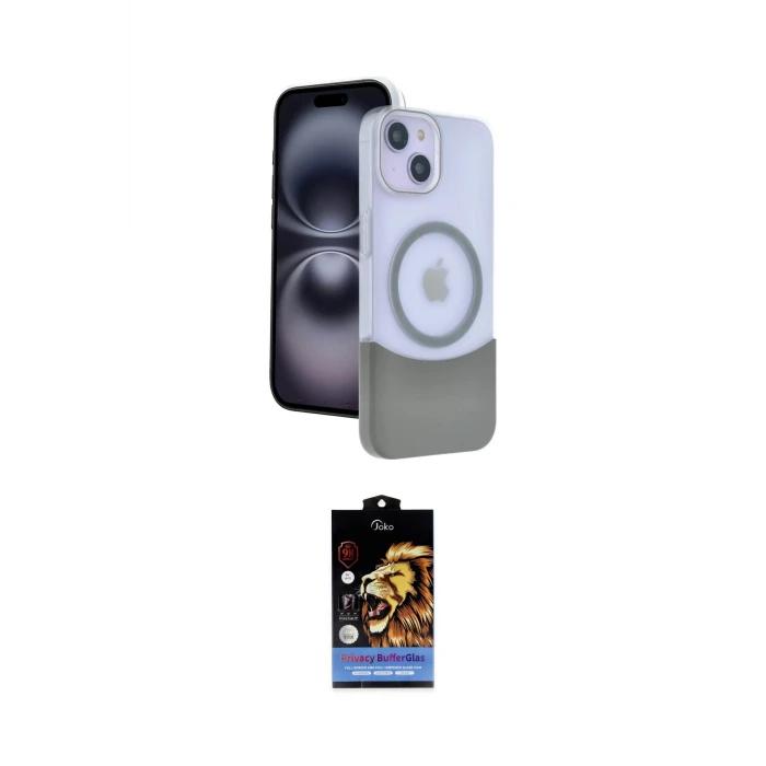 ieg™ iPhone 15 Kılıf Kozmos Form Özel Seri - Siyah Buffer Hayalet Cam Ekran Koruyucu