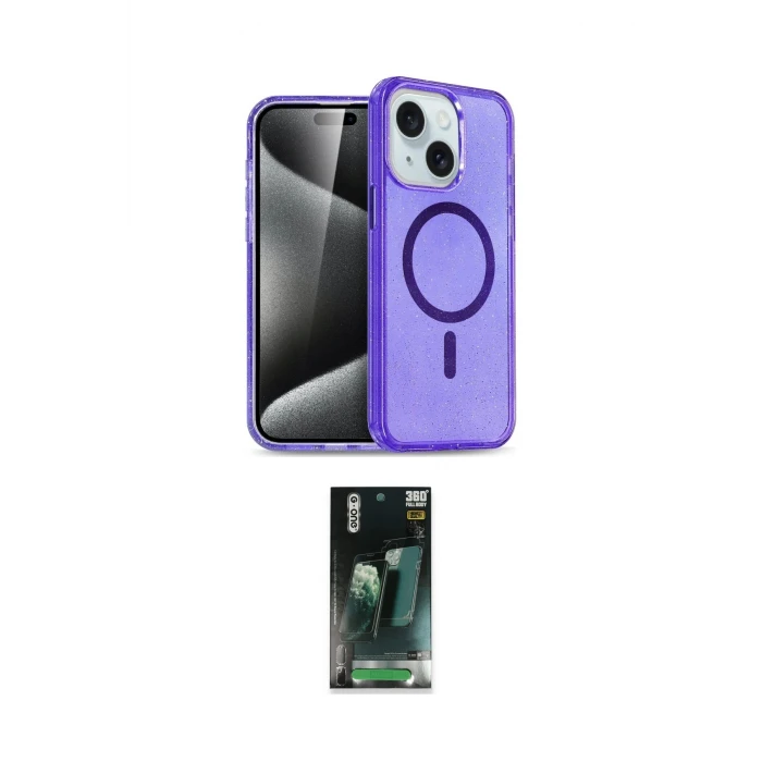 ieg™ iPhone 15 Kılıf Nova Asil Prime - Siyah 360 Mat Full Body Arka Koruyucu