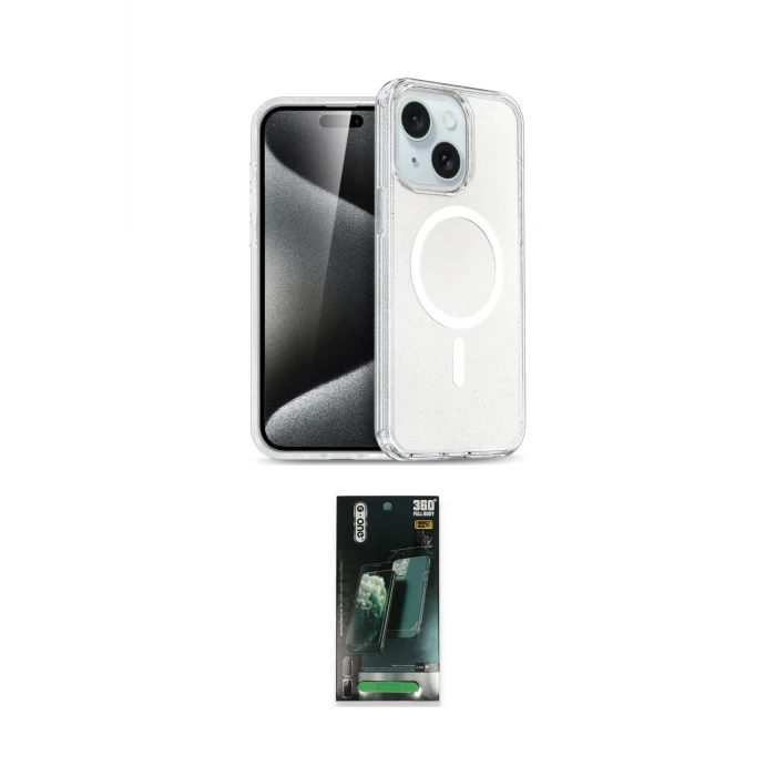 ieg™ iPhone 15 Kılıf Nova Asil Prime - Siyah 360 Mat Full Body Arka Koruyucu