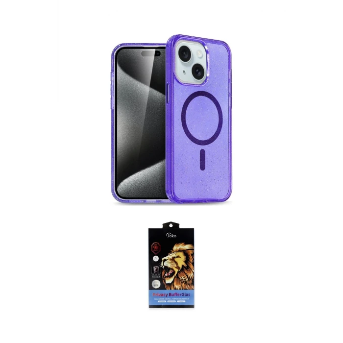 ieg™ iPhone 15 Kılıf Nova Asil Prime - Siyah Buffer Hayalet Cam Ekran Koruyucu