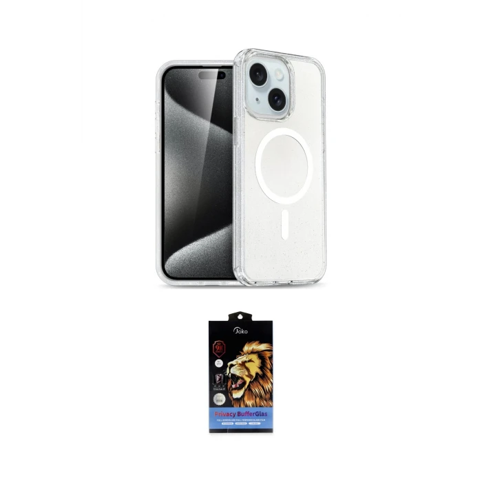 ieg™ iPhone 15 Kılıf Nova Asil Prime - Siyah Buffer Hayalet Cam Ekran Koruyucu