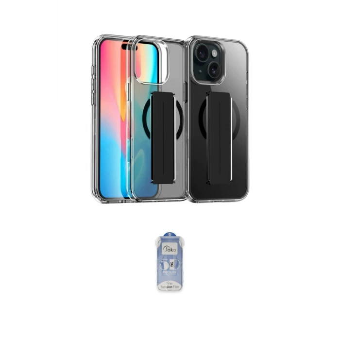 ieg™ iPhone 15 Kılıf Nova Işık Koleksiyonu - Siyah Joko Magic 5D Cam