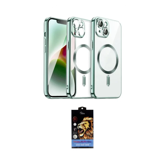 ieg™ iPhone 15 Kılıf Nova Işık Özel Seri - Siyah Buffer Hayalet Cam Ekran Koruyucu