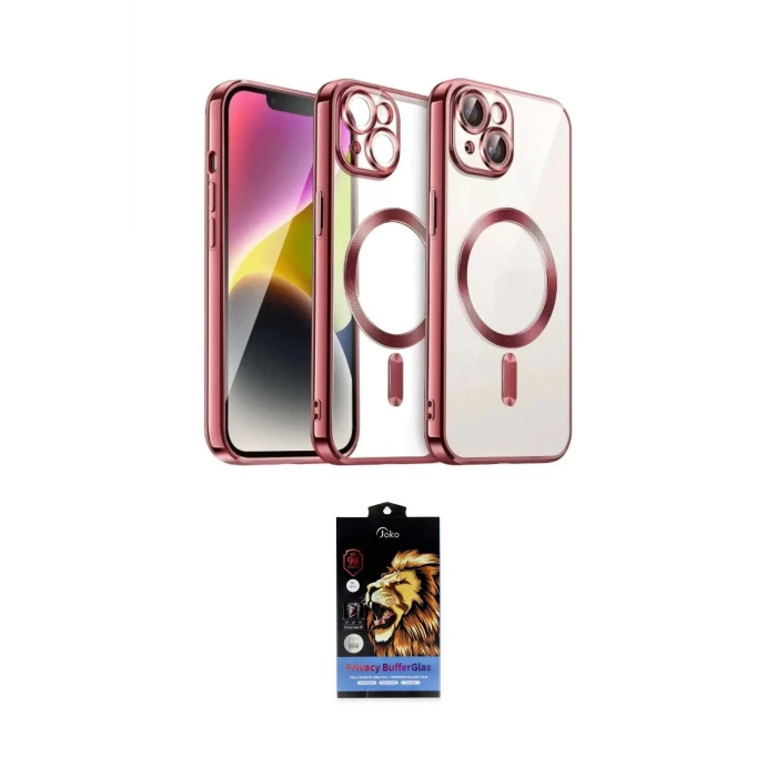 ieg™ iPhone 15 Kılıf Nova Işık Özel Seri - Siyah Buffer Hayalet Cam Ekran Koruyucu