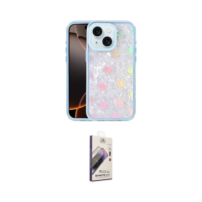 ieg™ iPhone 15 Kılıf Odak Prime - Siyah Bilvis 3D Mat Cam Ekran Koruyucu