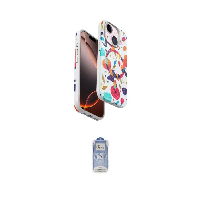 ieg™ iPhone 15 Kılıf Siluet Doku - Siyah Joko Magic 5D Cam