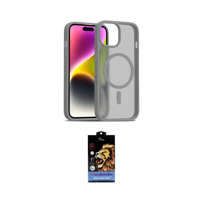 ieg™ iPhone 15 Kılıf Siluet Minimal Prime - Siyah Buffer Hayalet Cam Ekran Koruyucu
