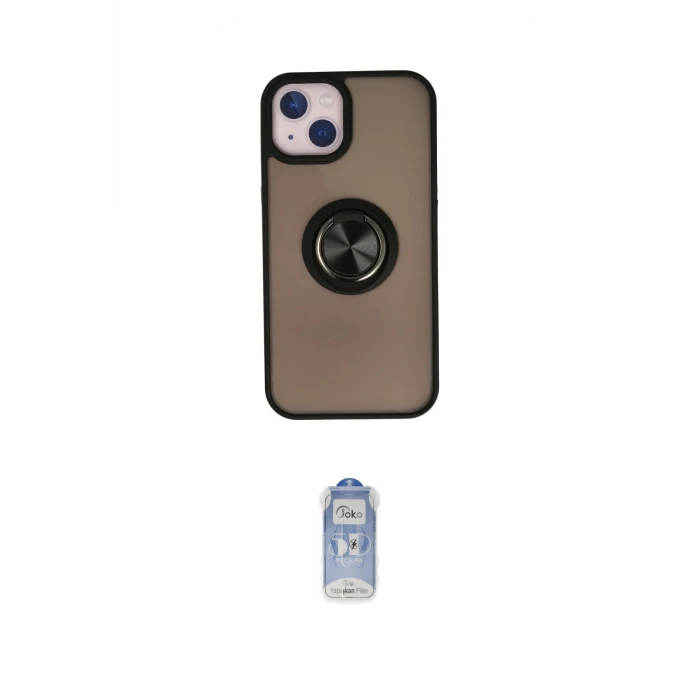 ieg™ iPhone 15 Kılıf Yörünge Çizgi - Siyah Joko Magic 5D Cam