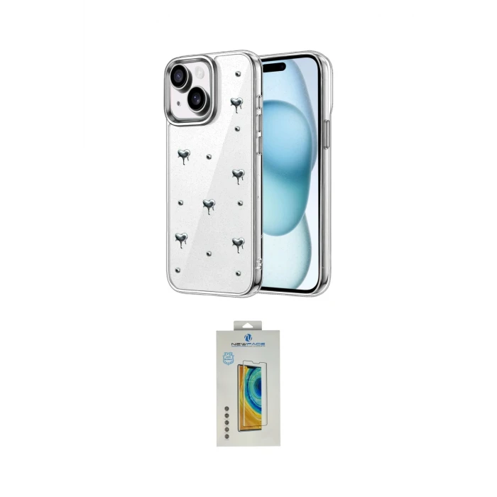 ieg™ iPhone 15 Kılıf Yörünge Form - Siyah Polymer Nano Ekran Koruyucu