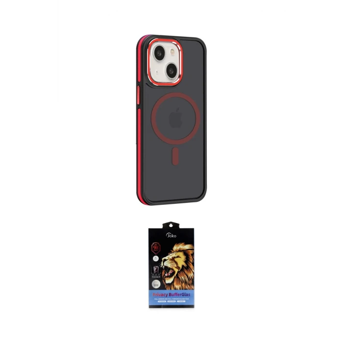 ieg™ iPhone 15 Kılıf Yörünge Klasik - Siyah Buffer Hayalet Cam Ekran Koruyucu