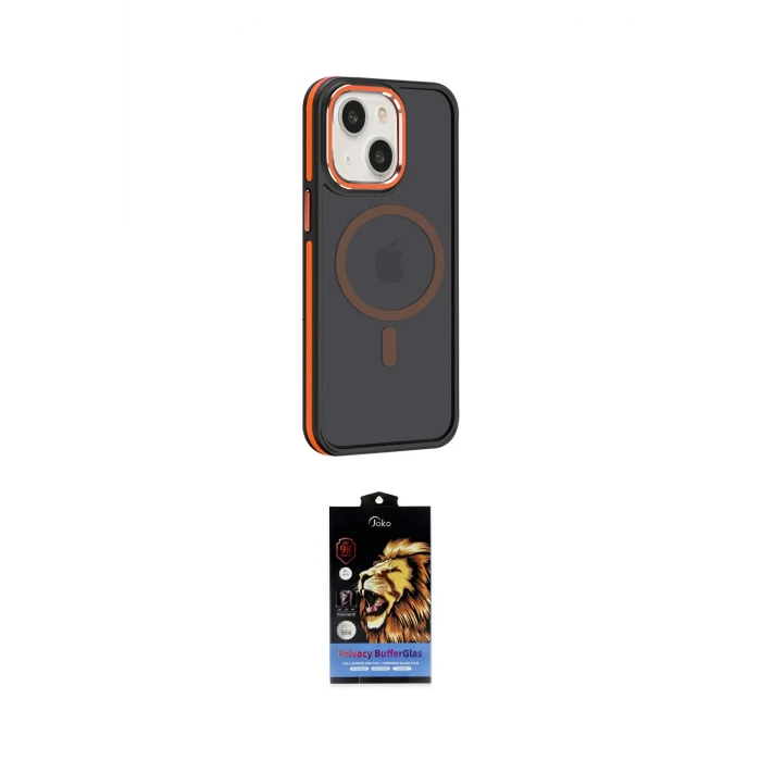 ieg™ iPhone 15 Kılıf Yörünge Klasik - Siyah Buffer Hayalet Cam Ekran Koruyucu