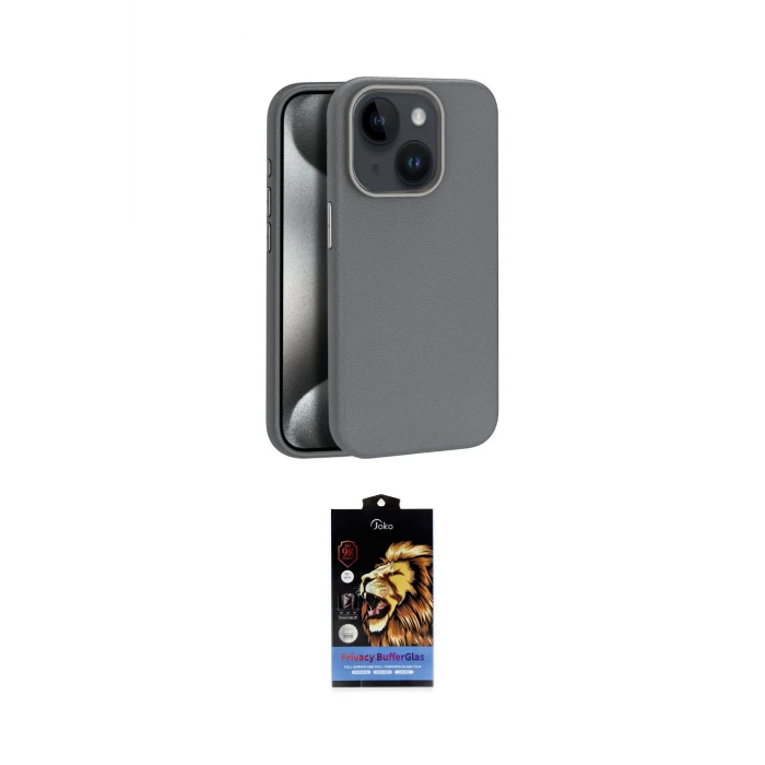 ieg™ iPhone 15 Kılıf Zirve Modern Prime - Siyah Buffer Hayalet Cam Ekran Koruyucu