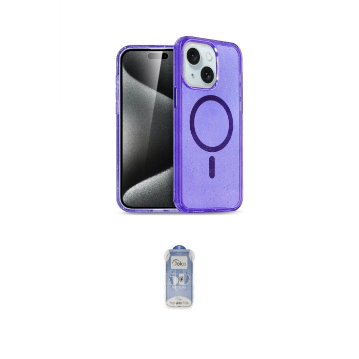 ieg™ iPhone 15 Plus Kılıf Eksen Doku Koleksiyonu - Siyah Joko Magic 5D Cam