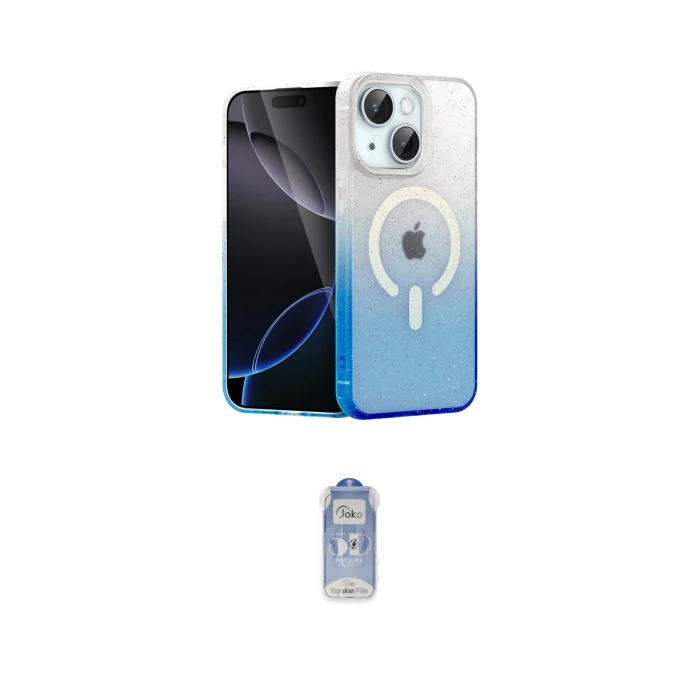 ieg™ iPhone 15 Plus Kılıf Eksen Minimal Özel Seri - Siyah Joko Magic 5D Cam