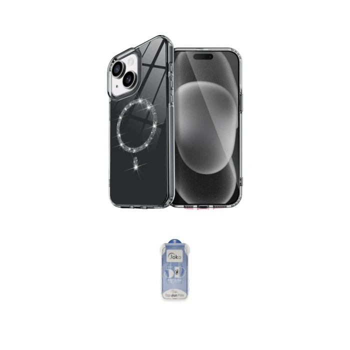 ieg™ iPhone 15 Plus Kılıf Kıvılcım Form Prime - Siyah Joko Magic 5D Cam