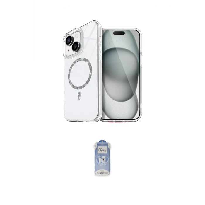 ieg™ iPhone 15 Plus Kılıf Kıvılcım Form Prime - Siyah Joko Magic 5D Cam