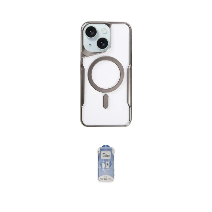 ieg™ iPhone 15 Plus Kılıf Yadigar Klasik Özel Seri - Siyah Joko Magic 5D Cam