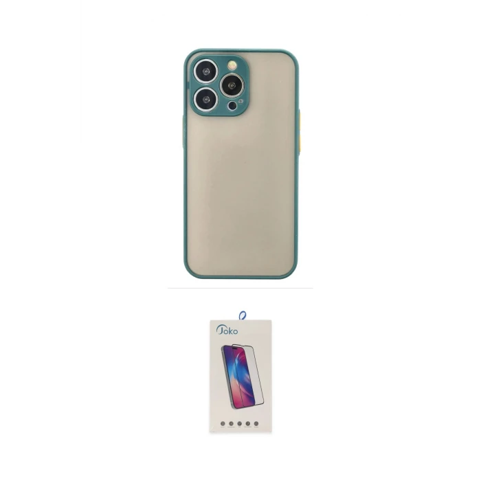 ieg™ iPhone 15 Pro Kılıf Ahenk Çizgi Serisi - Siyah Joko 5D Cam