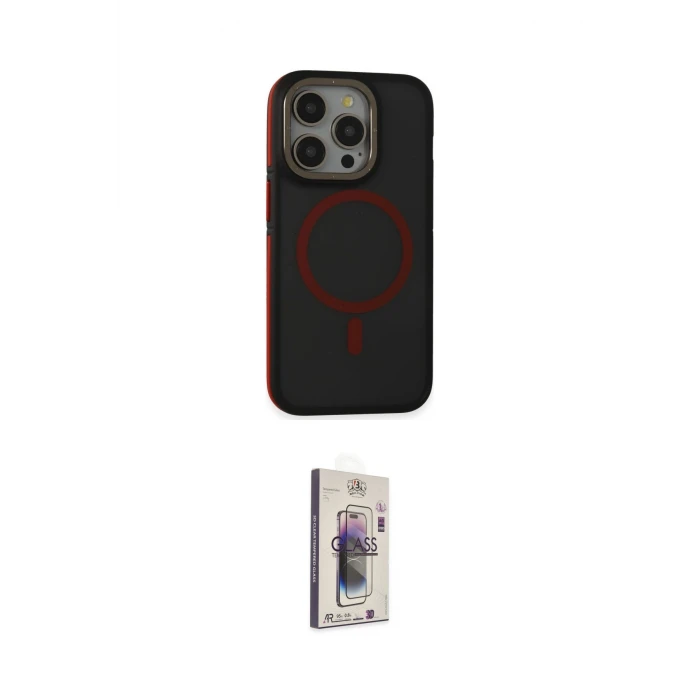 ieg™ iPhone 15 Pro Kılıf Ahenk Form Serisi - Siyah Bilvis 3D Cam Ekran Koruyucu