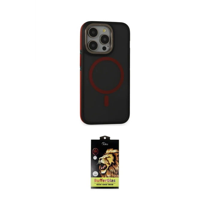 ieg™ iPhone 15 Pro Kılıf Ahenk Form Serisi - Siyah Buffer Cam Ekran Koruyucu