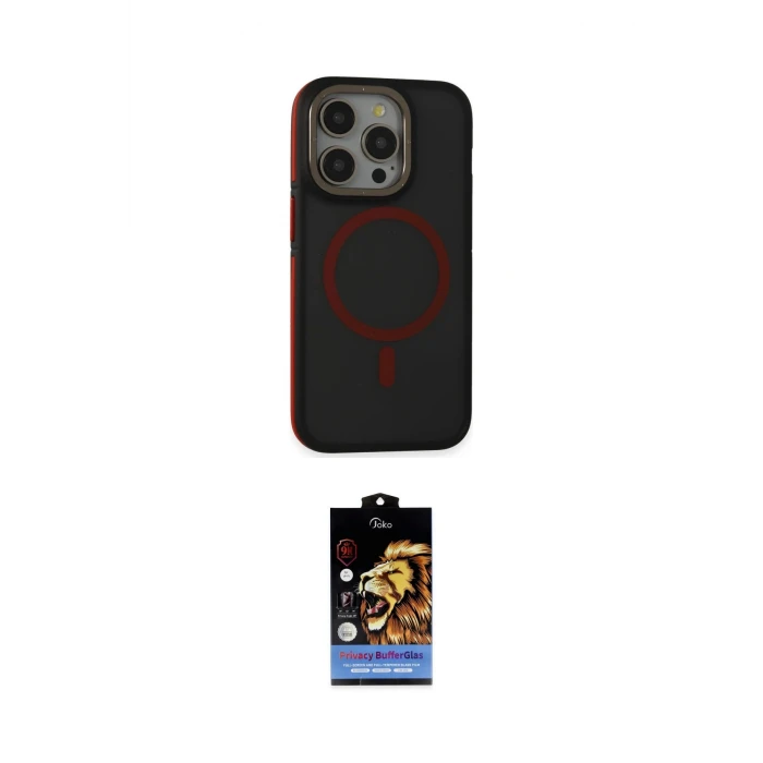 ieg™ iPhone 15 Pro Kılıf Ahenk Form Serisi - Siyah Buffer Hayalet Cam Ekran Koruyucu