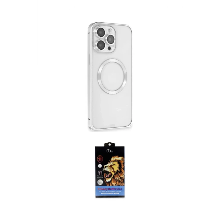 ieg™ iPhone 15 Pro Kılıf Ahenk Işık Serisi - Siyah Buffer Hayalet Cam Ekran Koruyucu
