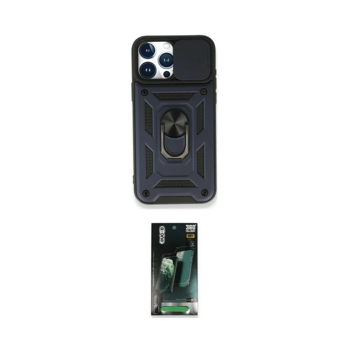 ieg™ iPhone 15 Pro Kılıf Ahenk Klasik - Siyah 360 Mat Full Body Arka Koruyucu