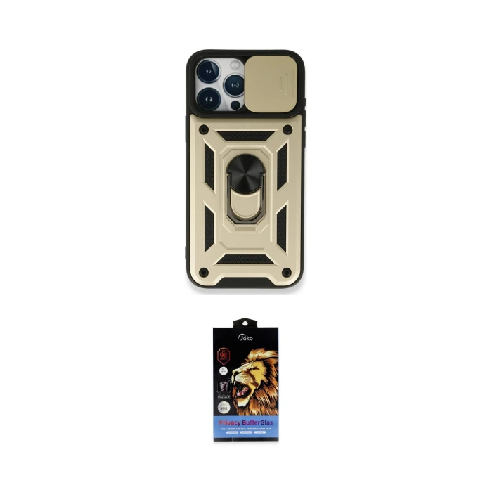 ieg™ iPhone 15 Pro Kılıf Ahenk Klasik - Siyah Buffer Hayalet Cam Ekran Koruyucu