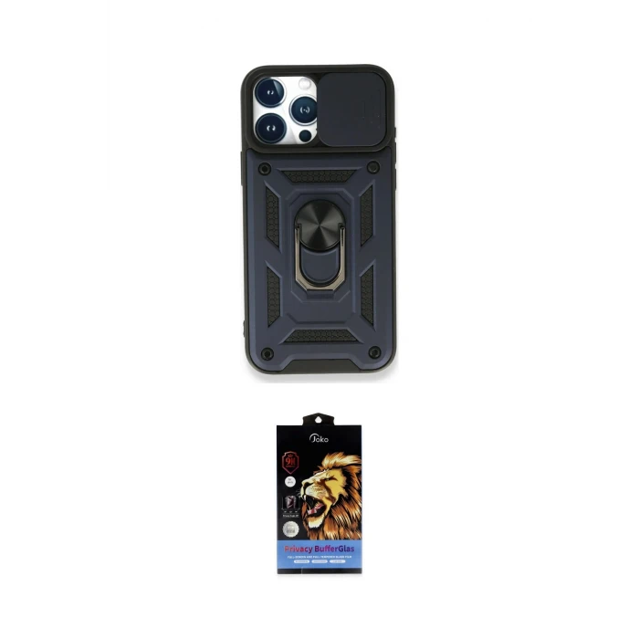 ieg™ iPhone 15 Pro Kılıf Ahenk Klasik - Siyah Buffer Hayalet Cam Ekran Koruyucu