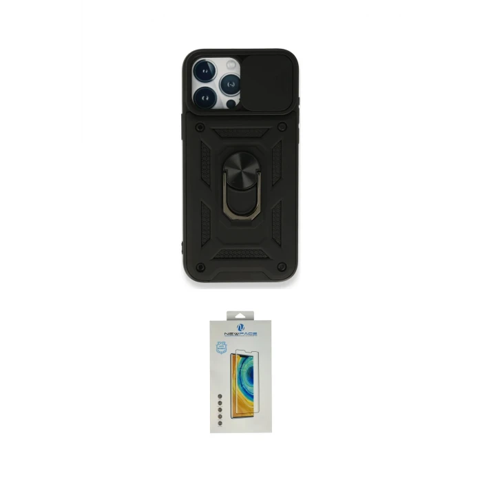ieg™ iPhone 15 Pro Kılıf Ahenk Klasik - Siyah Polymer Nano Ekran Koruyucu