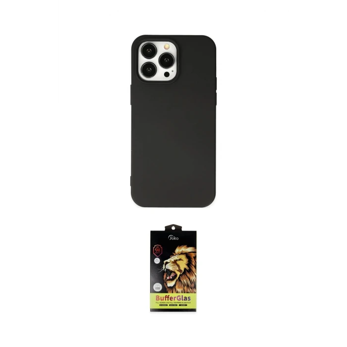 ieg™ iPhone 15 Pro Kılıf Ahenk Serisi - Siyah Buffer Cam Ekran Koruyucu