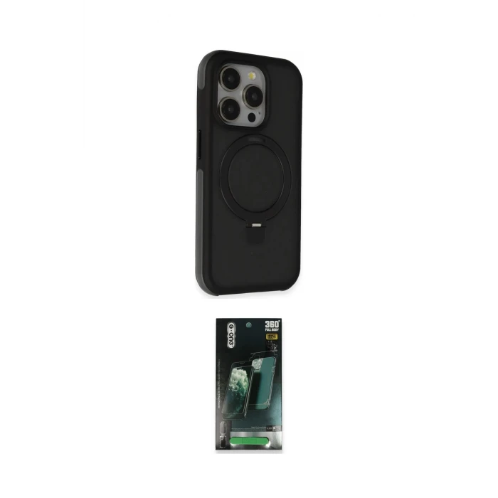 ieg™ iPhone 15 Pro Kılıf Ahenk Yansıma Özel Seri - Şeffaf 360 Full Body Arka Koruyucu