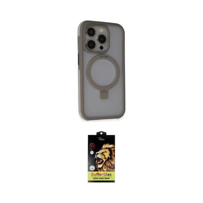 ieg™ iPhone 15 Pro Kılıf Ahenk Yansıma Özel Seri - Siyah Buffer Cam Ekran Koruyucu