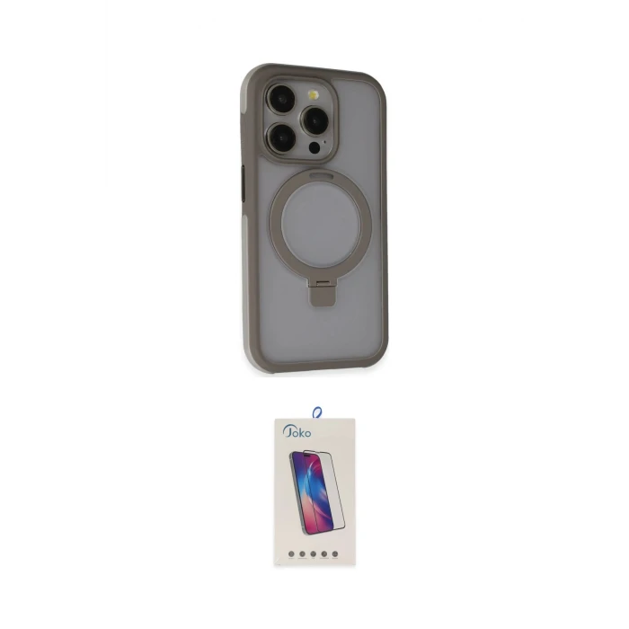 ieg™ iPhone 15 Pro Kılıf Ahenk Yansıma Özel Seri - Siyah Joko 5D Cam