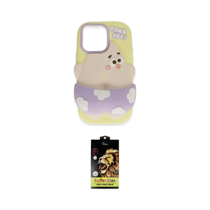 ieg™ iPhone 15 Pro Kılıf Akış Yansıma - Siyah Buffer Cam Ekran Koruyucu