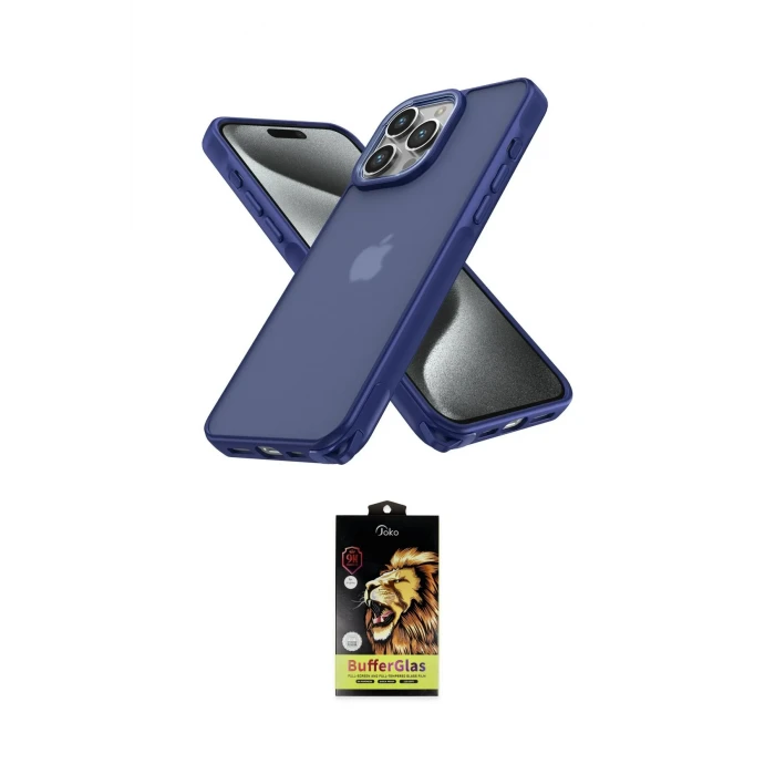 ieg™ iPhone 15 Pro Kılıf Atlas Form - Siyah Buffer Cam Ekran Koruyucu