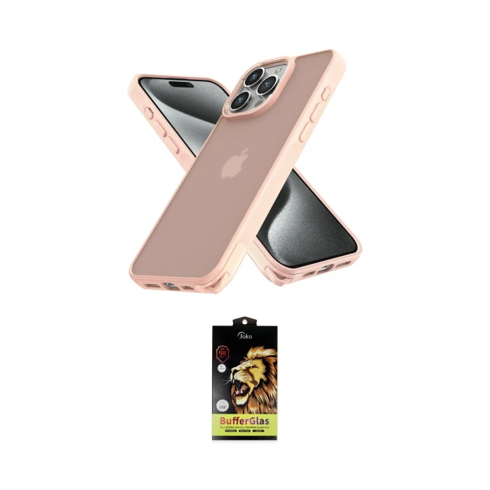 ieg™ iPhone 15 Pro Kılıf Atlas Form - Siyah Buffer Cam Ekran Koruyucu