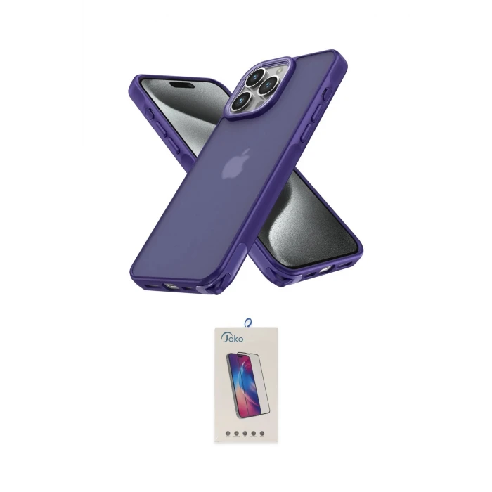 ieg™ iPhone 15 Pro Kılıf Atlas Form - Siyah Joko 5D Cam